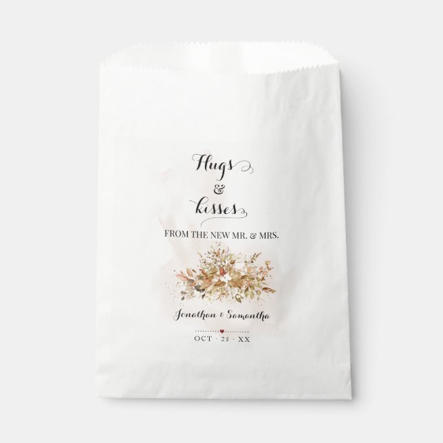 Hugs & Kisses from new Mrs Autumn Fall Eucalyptus Favor Bag (Front)