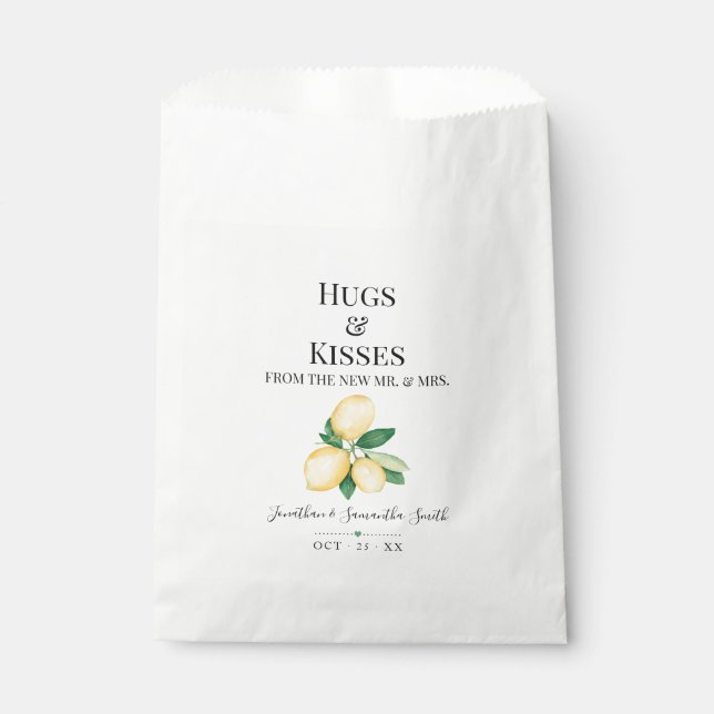 Hugs & Kisses from new Mrs Lemons Bridal Shower Favor Bag (Front)