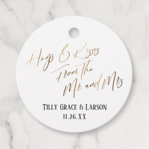 Hugs & Kisses from the Mr and Mrs Gold Favor Tags