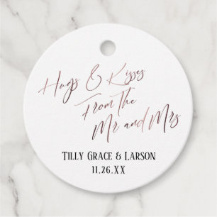 Hugs & Kisses from the Mr and Mrs Rose Gold Favor Tags