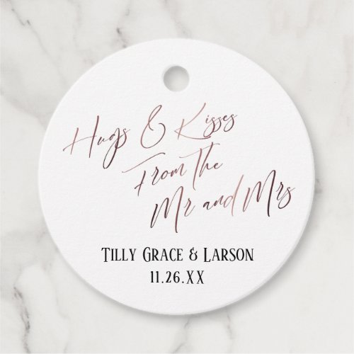Hugs  Kisses from the Mr and Mrs Rose Gold Favor Tags