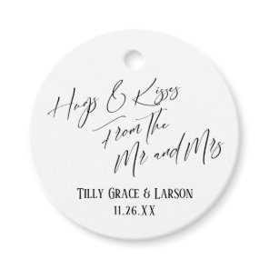Hugs & Kisses from the Mr and Mrs Simple Elegant Favor Tags