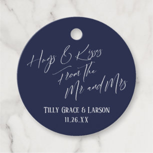 Hugs & Kisses from the Mr and Mrs Simple Navy Favor Tags