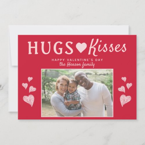 Hugs  Kisses Heart Valentines Day Photo Card