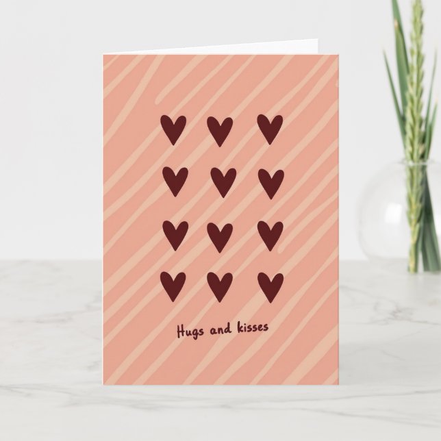 Hugs Kisses Hearts Love Card (Front)