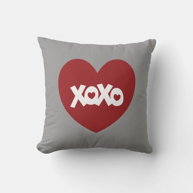 Hugs & Kisses Love & Hearts Throw Pillow (Front)