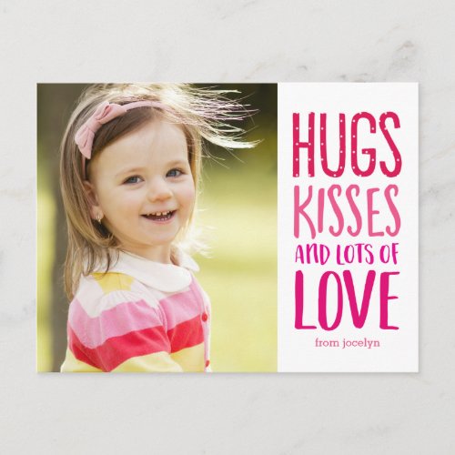 Hugs Kisses Love Valentines Day Postcard