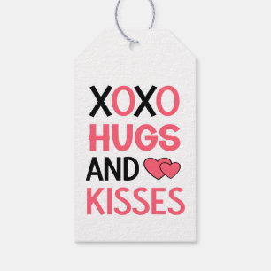 Hugs Kisses Love Valentines Pink Black Wedding Gift Tags