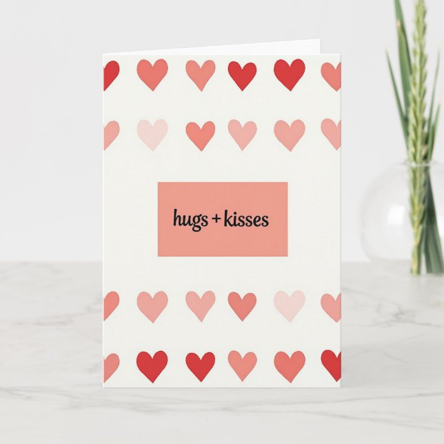 Hugs Kisses Lovely Hearts Card (Front)