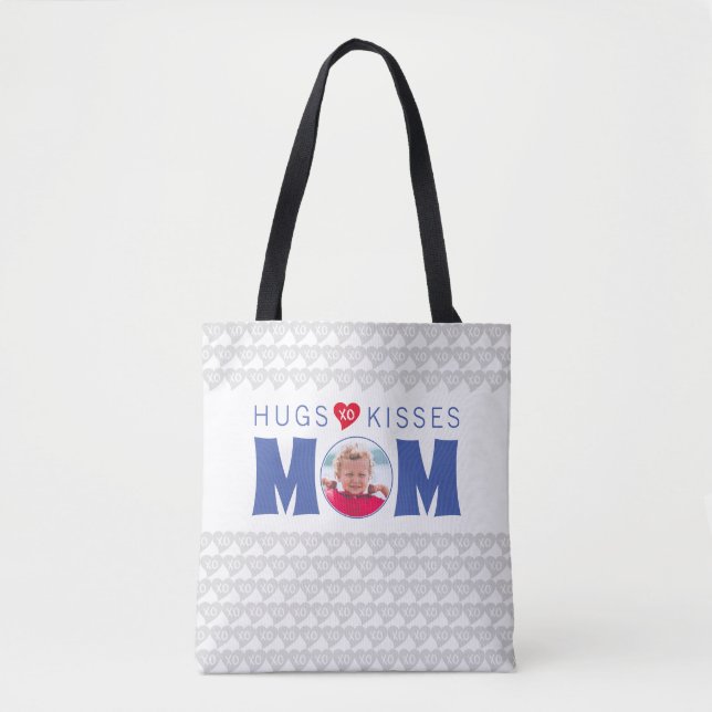 Hugs Kisses Mom Custom Photo Tote (Front)