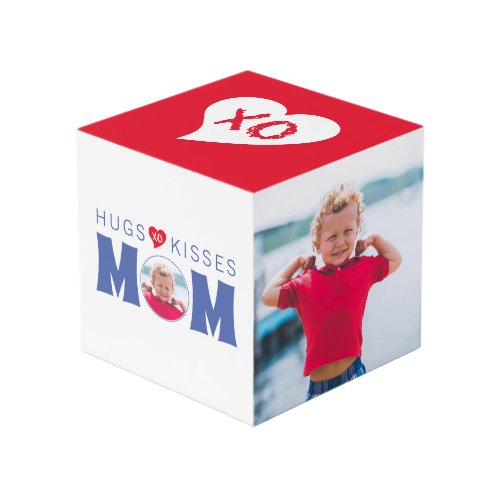 Hugs  Kisses Mom Red Photo Cube