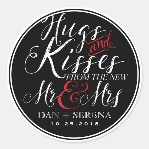 Hugs Kisses New Mr and Mrs Wedding Favor Sticker