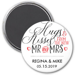 Hugs Kisses New Mr Mrs Hand Lettering Calligraphy Magnet