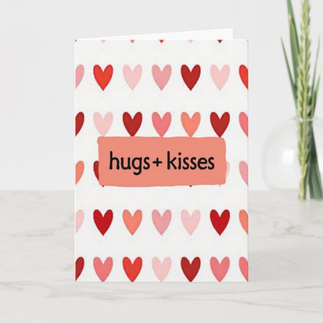 Hugs Kisses Pattern Love Card (Front)