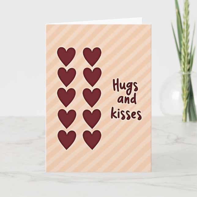 Hugs Kisses Peach Love Card (Front)