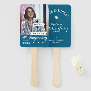 Hugs Kisses Photo Quote Class Graduation Thank You Hand Fan