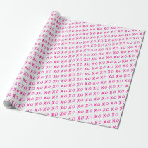 "Hugs & Kisses" Pink and White XOXO Wrapping Paper