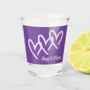 Hugs & Kisses Purple Heart Shot Glass