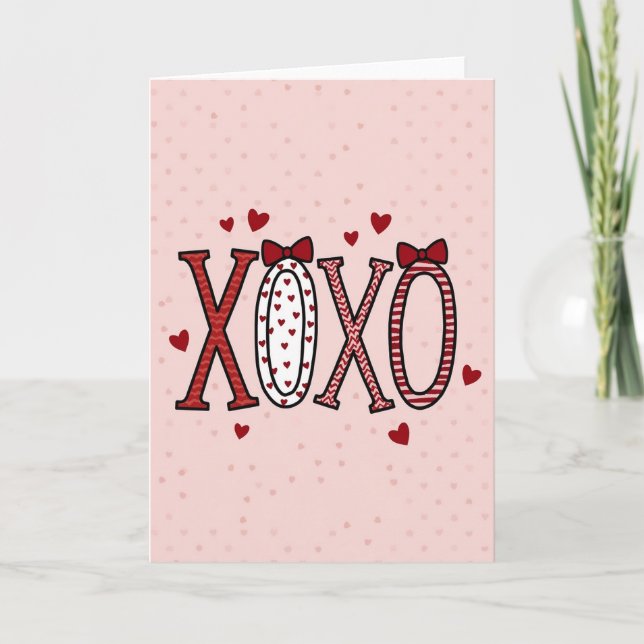 Hugs Kisses Romantic Xoxo Love Card (Front)