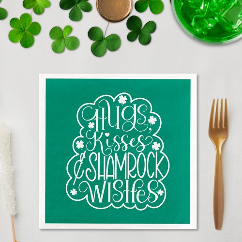 Hugs Kisses  Shamrock Wishes St Patricks Day  Paper Dinner Napkins