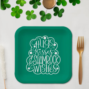 Hugs, Kisses & Shamrock Wishes St. Patrick’s Day Paper Plates