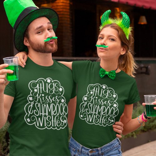 Hugs Kisses  Shamrock Wishes St Patricks Day  T_Shirt