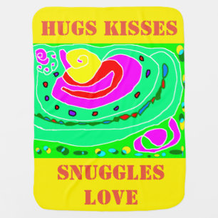 Hugs kisses snuggles red light green design baby blanket