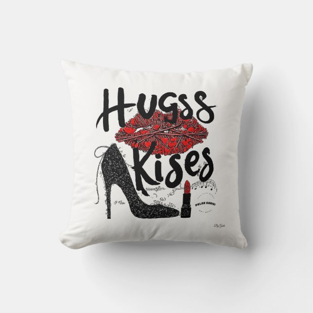 Hugs & Kisses Throw Pillow By Gaile (Front)