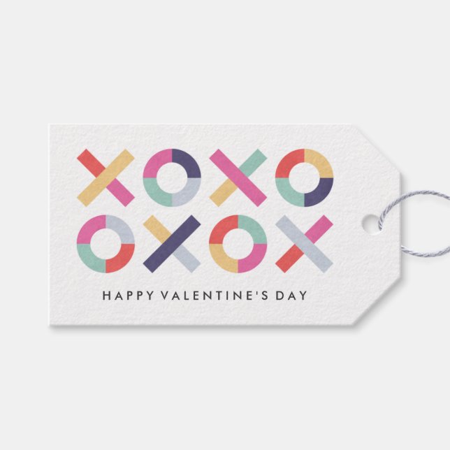 Hugs + Kisses Valentine's Day Gift Tag - Powder (Front (Horizontal))