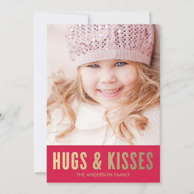 Hugs & Kisses | Valentine's Day Photo Card (Front)