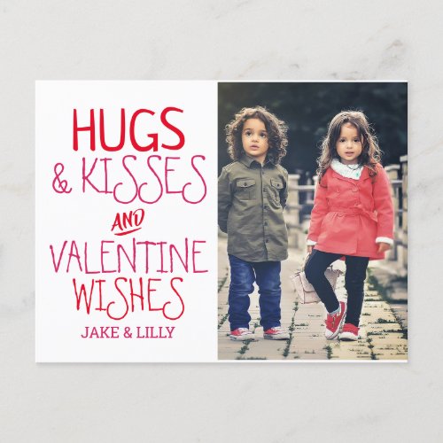 Hugs  Kisses Valentines Day Photo Holiday Postcard