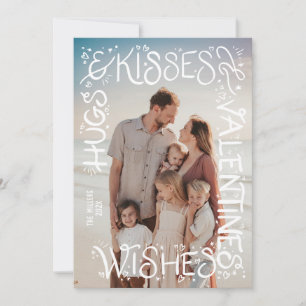 "Hugs & Kisses & Valentine's Wishes" Hand Lettered Holiday Card
