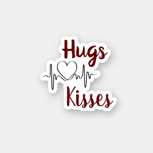 Hugs  kisses with heart Valentines Sticker