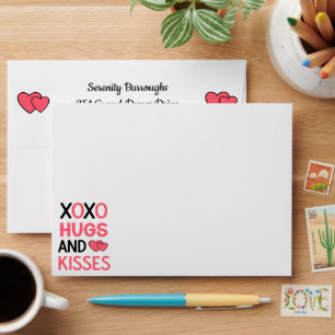Hugs Kisses XO Wedding Pink Heats Bridal Shower Envelope