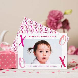 Hugs & Kisses (XOXO) Modern Valentine's Day Holiday Card