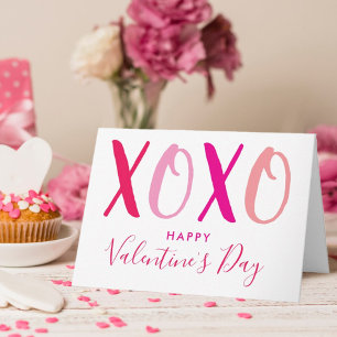 Hugs & Kisses (XOXO) Modern Valentine's Day Holiday Card