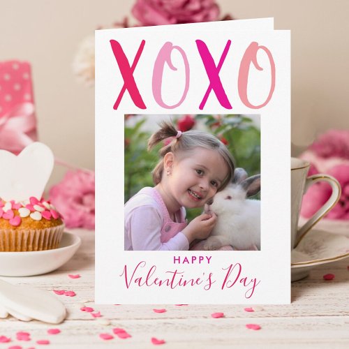 Hugs  Kisses XOXO Modern Valentines Day Holiday Card