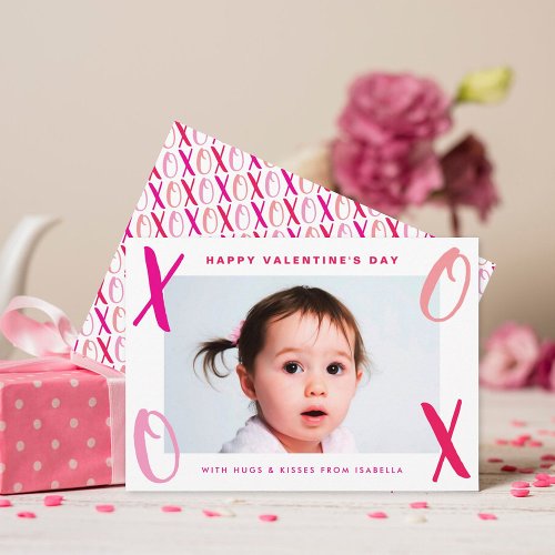 Hugs  Kisses XOXO Modern Valentines Day Holiday Card