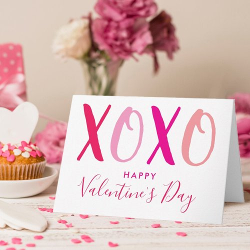 Hugs  Kisses XOXO Modern Valentines Day Holiday Card