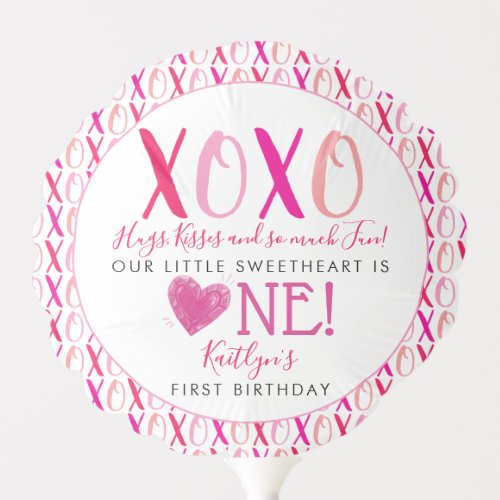 Hugs  Kisses XOXO Valentines Day 1st Birthday Balloon