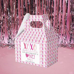 Hugs & Kisses (XOXO) Valentine's Day 1st Birthday Favor Boxes