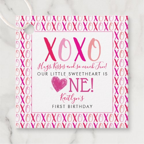 Hugs  Kisses XOXO Valentines Day 1st Birthday Favor Tags