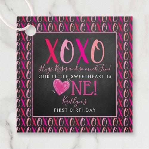 Hugs  Kisses XOXO Valentines Day 1st Birthday Favor Tags