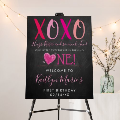 Hugs  Kisses XOXO Valentines Day 1st Birthday Foam Board