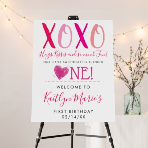 Hugs  Kisses XOXO Valentines Day 1st Birthday Foam Board