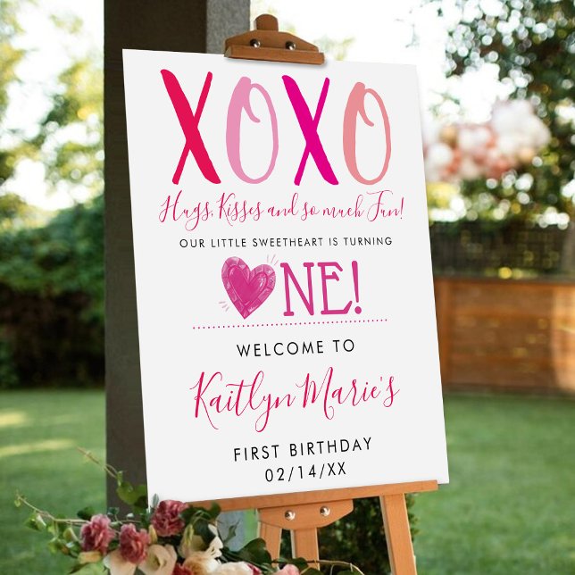 Hugs & Kisses (XOXO) Valentine's Day 1st Birthday Foam Board (Creator Uploaded)