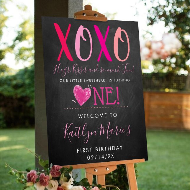 Hugs & Kisses (XOXO) Valentine's Day 1st Birthday Foam Board (Creator Uploaded)