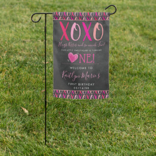 Hugs & Kisses (XOXO) Valentine's Day 1st Birthday Garden Flag