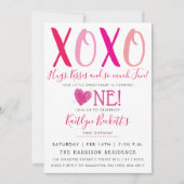 Hugs & Kisses (XOXO) Valentine's Day 1st Birthday Invitation (Front)