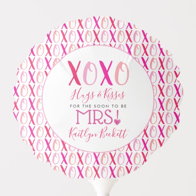 Hugs & Kisses (XOXO) Valentine's Day Bridal Shower Balloon (Front)